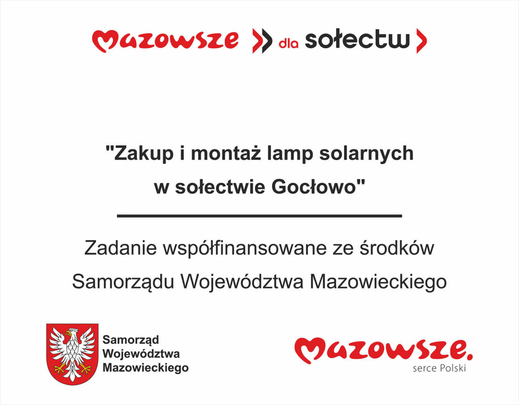Tablica: Zakup i montaż lamp solarnych w sołectwie Gocłowo