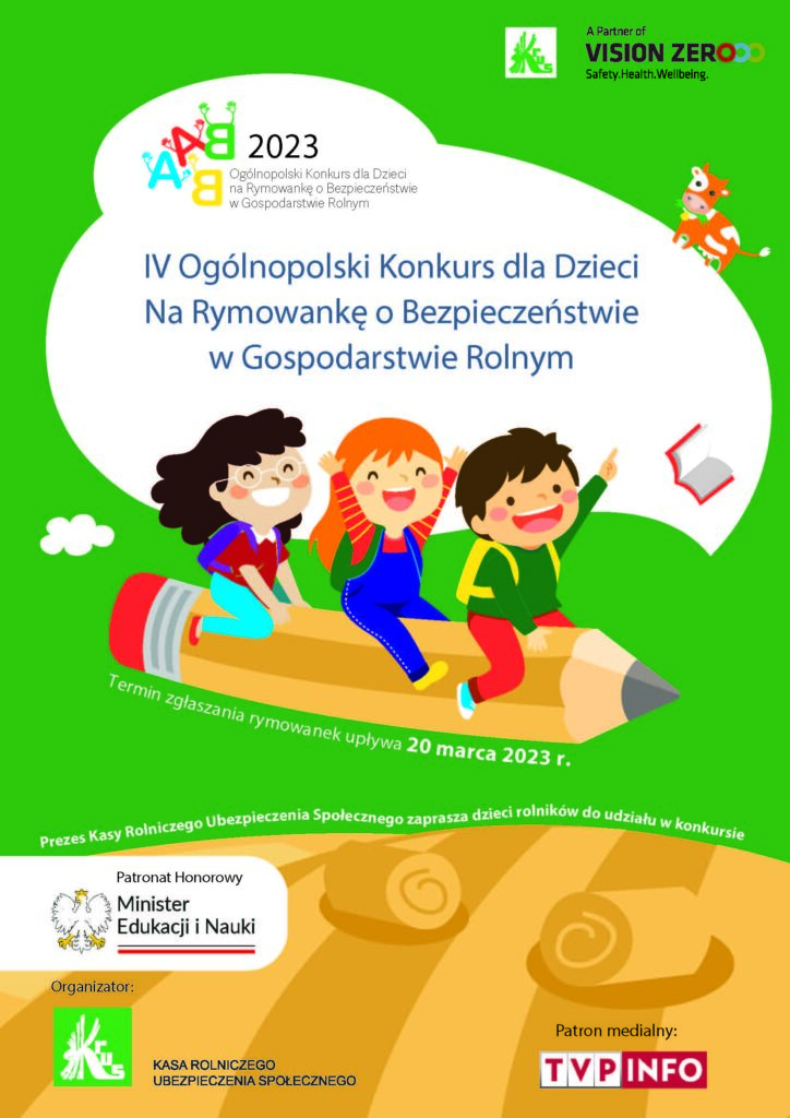 IV Ogólnopolski Konkurs dla Dzieci Na Rymowankę o Bezpieczeństwie w Gospodarstwie Rolnym - plakat