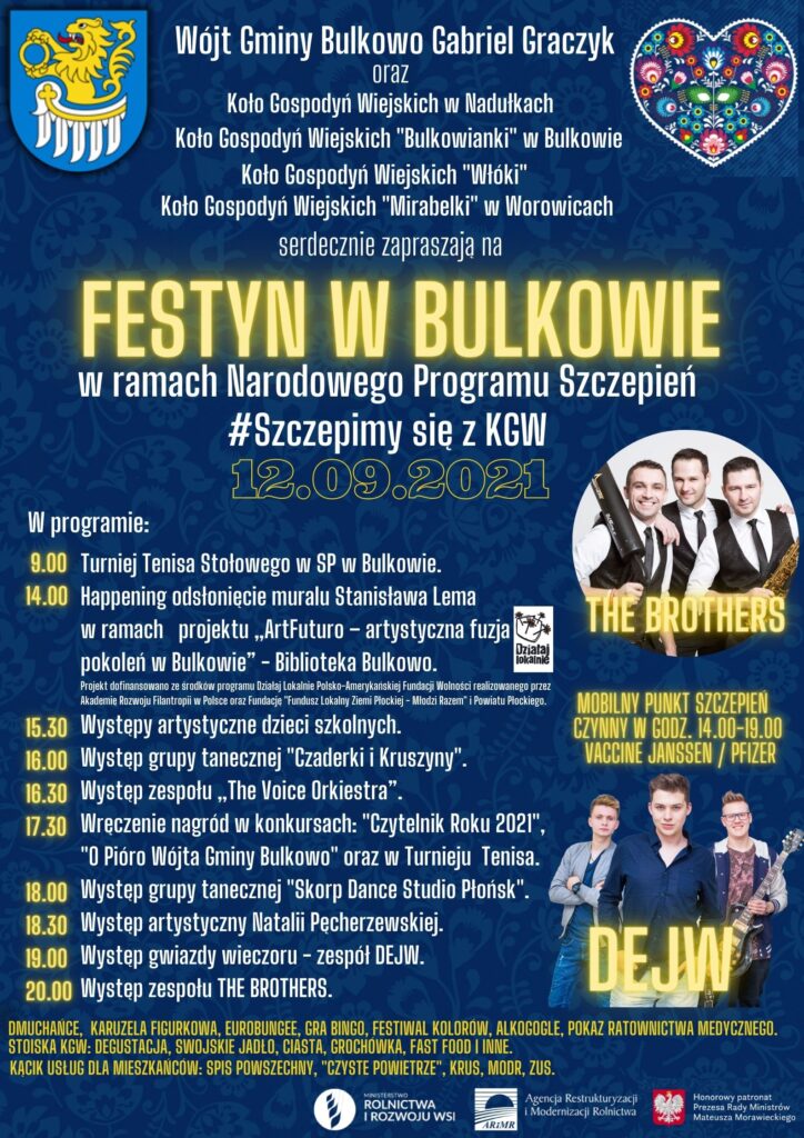 plakat informujący o festynie w Bulkowie